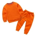 thumbnail image 1 of NIEWTR Fall Winter Toddler Baby Boy Girl Clothes Letters Prints Set Long Sleeve Crewneck Sweatshirt Top Casual Pants Outfit Sweatsuit (1-2 Years,Z08-Orange), 1 of 3