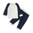 thumbnail image 1 of NIEWTR Fall Winter Toddler Baby Girl Clothes 2Pcs Color Block Crewneck Sweatshirt Pullover and Pants or Skirt Sweatsuit Little Girl Clothing, 1 of 7
