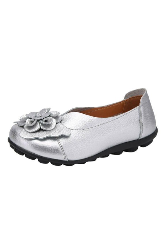 Flats Shoes Women Rhinestone Square Fashion Ballet Flats Wedding Flats for Women Comfortable Slip on Low Heel Dress Shoes(Silver,8)