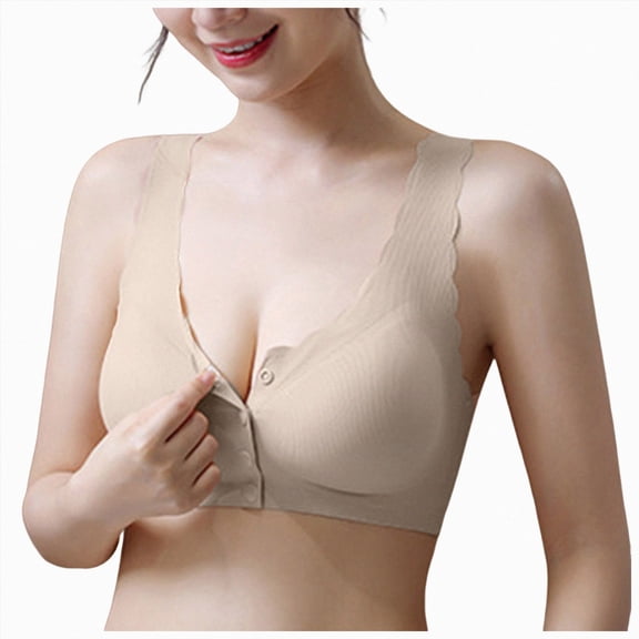NIEWTR Front Closure Bras for Women No Underwire Comfortable Full Coverage Front Closure Bralettes Wireless Wirefree Everyday Bras Complexion(Grey,3XL)