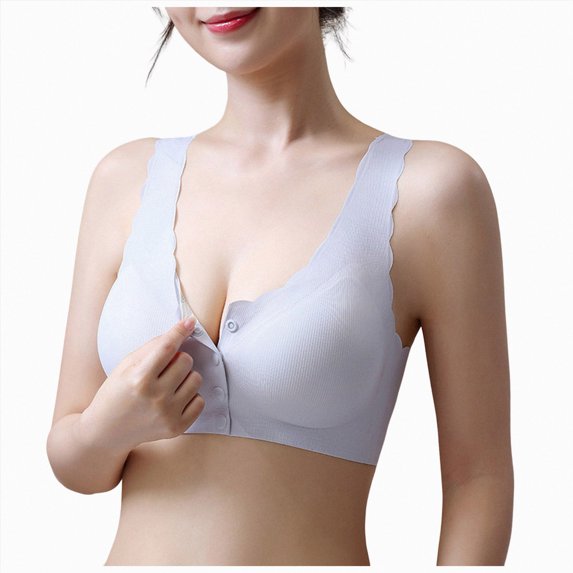 NIEWTR Front Closure Bras for Women No Underwire Comfortable Full Coverage Front Closure Bralettes Wireless Wirefree Everyday Bras Complexion(Light Blue,3XL)