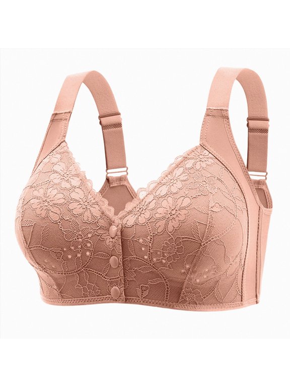 Front Closure Bras for Older Women Full Coverage Wireless Bras for Seniors Comfort Front Close Push Up Bras with Back Support Everyday Bras