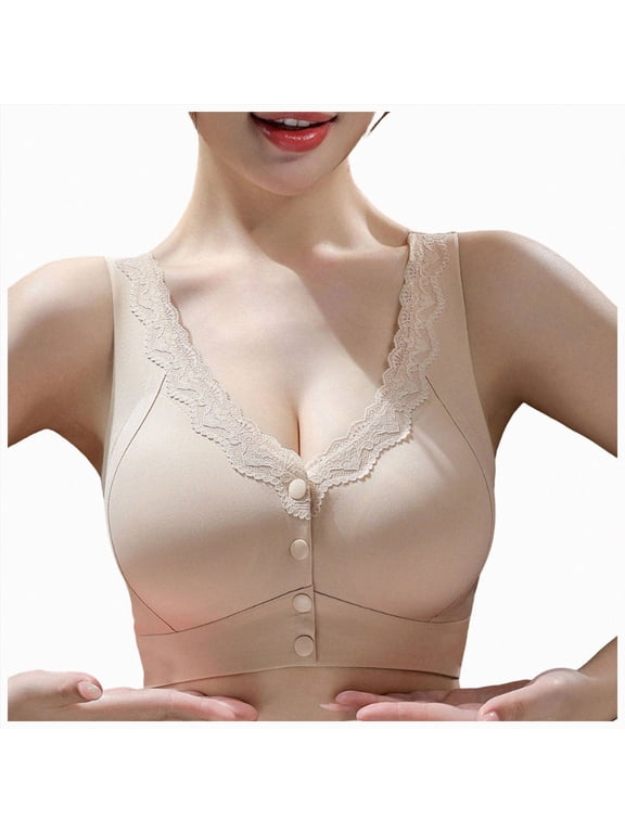 Front Closure Bras for Older Women New No Underwire Wireless Shaping Front Snap Bra for Seniors