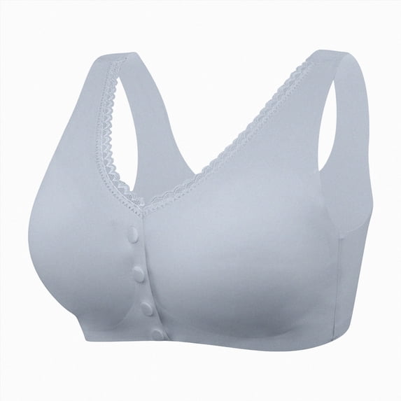 NIEWTR Front Closure Bras for Women Full Coverage No Underwire Seniors Soft Comfortable Support Push Up Bralettes(Grey,2XL)
