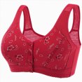 thumbnail image 1 of NIEWTR Front Closure Bras for Women No Underwire Comfort Lace Older Senior Wireless Snap Closing Bra(Red,S), 1 of 3