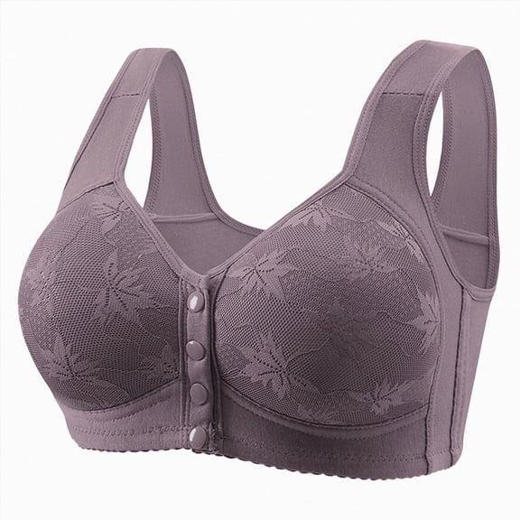 NIEWTR Front Closure Everyday Bra for Women Wirefree Comfort Compression Full Coverage Bras Back Smoothing No Underwire Bralettes Post Surgery Bra(Purple,48)