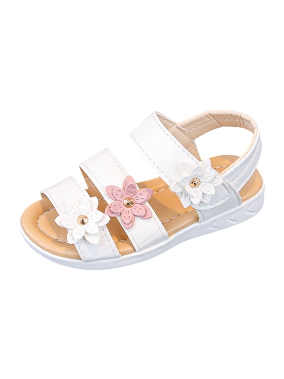 Girl's Athletic Sport Sandals Adjustable Straps Lightweight Shoes for Little Kid/Big Kid(White,11)