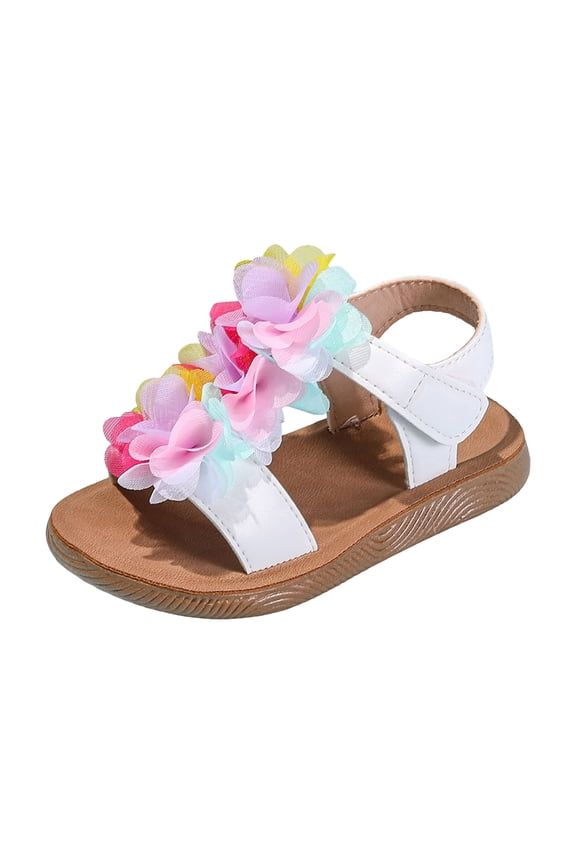 Girl's Comfortable Walking Sandals Non Slip Outsole Everyday Casual Shoes for Toddler Little Kid(Multicolour,13)