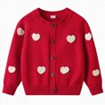 thumbnail image 1 of NIEWTR Girl's Crewneck Lightweight Button-up Cardigan Cotton Knit Sweater 2t 3t 4t 5t 6t 7t Kids Girls Casual Cute Outerwear(A-Red,5-6 Years), 1 of 5