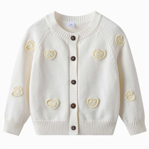 NIEWTR Girl's Crewneck Lightweight Button-up Cardigan Cotton Knit Sweater 2t 3t 4t 5t 6t 7t Kids Girls Casual Cute Outerwear(A-White,4-5 Years)