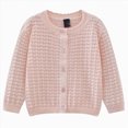 thumbnail image 1 of NIEWTR Girl's Knit Cardigan Long Sleeve Spring Fall Winter Button Up Sweater Coat Kids Fall Clothes Girls Cardigan Sweater(A-Pink,1-2 Years), 1 of 5
