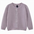 thumbnail image 1 of NIEWTR Girl's Knit Cardigan Long Sleeve Spring Fall Winter Button Up Sweater Coat Kids Fall Clothes Girls Cardigan Sweater(A-Purple,3-4 Years), 1 of 5