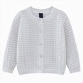 thumbnail image 1 of NIEWTR Girl's Knit Cardigan Long Sleeve Spring Fall Winter Button Up Sweater Coat Kids Fall Clothes Girls Cardigan Sweater(A-White,5-6 Years), 1 of 5