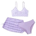thumbnail image 1 of NIEWTR Girls 3 Piece Swimsuit Bathing Suit Cute Floral Print Bikini Set With Skirt Kids Swimwear Swimwear Beach Bathing Suit for Summer Vacation 10-11 Years Purple, 1 of 6