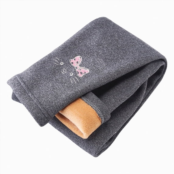 NIEWTR Girls Autumn And Winter Thickened Velvet Leggings Baby Embroidered Warm Trousers