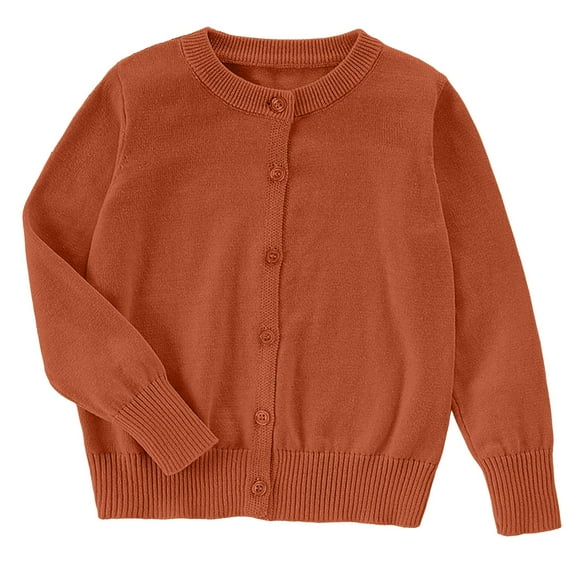 NIEWTR Girls Boys Cardigan Cotton Kids Cardigan Sweater Long Sleeve Toddler Girl Soft Knit Cardigan Cardigan Sweaters Coats Sweatshirt Sweater （7-8 Years，Brick Red）