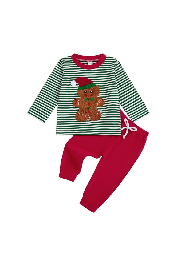 Girls Boys Christmas Pajamas Toddler Boy Kids Holiday Pajamas Set Santa PJS Winter Sleepwear Children Clothes Christmas Sets (18-24 Months,Green)
