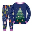 thumbnail image 1 of NIEWTR Girls Boys Kids Pajamas Set Button Clothes Long Sleeve Loungewear Sleepwear PJS Xmas Set (2-3 Years,Dark Blue), 1 of 6