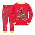thumbnail image 1 of NIEWTR Girls Boys Pajamas Long Sleeve Sleepwear Button 2 Pcs Pjs Set Christmas Sets (3-4 Years,Red), 1 of 4