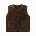 thumbnail image 1 of NIEWTR Girls Boys and Toddlers Polar Fleece Vest Jacket Color Warm Sleeveless Coat with Pockets for Children(B-Brown,6-12 Months), 1 of 4