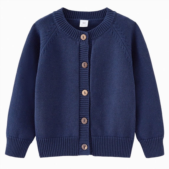 NIEWTR Girls Cable Knit Sweater Cardigans Kids School Uniform Long Sleeve Button Down Fall Jackets for Girl 5-14 Years(A-Navy,12-24 Months)