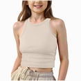 thumbnail image 1 of NIEWTR Girls Camisole Tank Tops Sleeveless Stretchy Ribbed Knit Square Neck Undershirt Summer Basic Tops for Kids(A-Beige,13-14 Years), 1 of 4