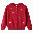 thumbnail image 1 of NIEWTR Girls Cardigan Basic School Uniforms Kids Cotton Long Sleeve Button Knit Sweater 2t 3t 4t 5t 6t 7t Lightweight Outerwear(A-Red,5-6 Years), 1 of 5