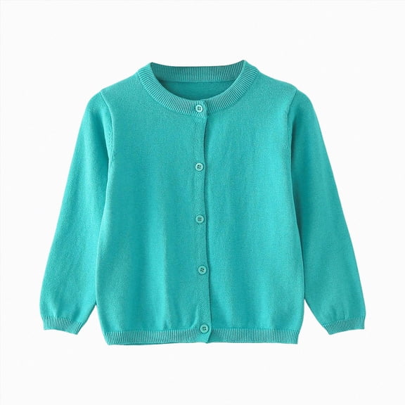 NIEWTR Girls Cardigan Sweater, Toddler Button Down Knit Dress Cover Up, Long Sleeve Cardigan 2t 3t 4t 5t 6t 7t(A-Mint Green,6-12 Months)