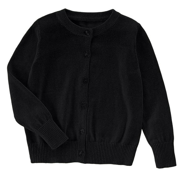NIEWTR Girls' Cardigan Toddler Long Sleeve Sweaters Sweater Button up Knit Jacket Outwear Sweater Sweater Coat，5-6 Years，Black