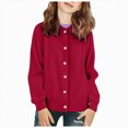 thumbnail image 1 of NIEWTR Girls' Cardigan with Button Loose Long Sleeve Sweaters Uniforms 2t 3t 4t 5t 6t 7t Kids Knit Sweater Outerwear(A-Red,1-2 Years), 1 of 5