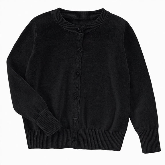 NIEWTR Girls' Cardigans Sweater School Uniforms Cotton Long Sleeve Lightweight Outerwear 2t 3t 4t 5t 6t 7t Kids Clothes(A-Black,3-4 Years)