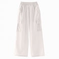 thumbnail image 1 of NIEWTR Girls Casual Cargo Pants with Elastic Waist and Functional Pockets Loose Fit Wide Leg Trousers Y2K Inspired Spring Style（A01-Beige,10-12 Years), 1 of 5