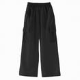 thumbnail image 1 of NIEWTR Girls Casual Cargo Pants with Elastic Waist and Functional Pockets Loose Fit Wide Leg Trousers Y2K Inspired Spring Style（A01-Black,5-6 Years), 1 of 8