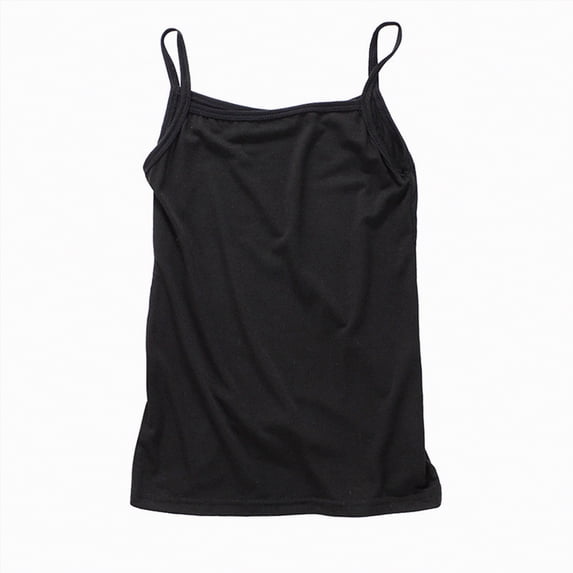 NIEWTR Girls' Casual Print Sleeveless Tank Tops Breathable Soft Comfortable Undershirts(Black,5-6 Years)
