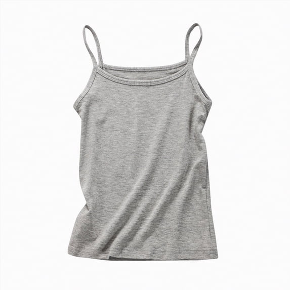 NIEWTR Girls' Casual Print Sleeveless Tank Tops Breathable Soft Comfortable Undershirts(Grey,7-8 Years)