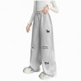 thumbnail image 1 of NIEWTR Girls Casual Straight Leg Pants Wide Loose Fit Lounge Sweatpants Elastic Waist Drawstring Joggers with Pockets Spring（A01-Light Gray,6-7 Years), 1 of 8