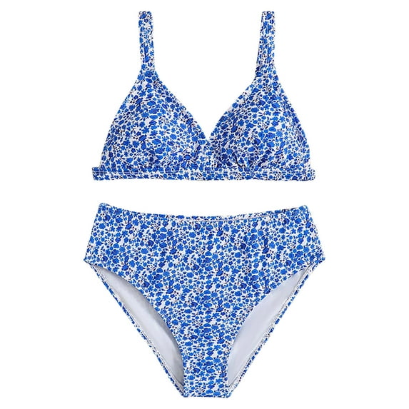 NIEWTR Girls Comfortable Stylish And Cute Backless Bikini Swimsuit Set With A Cute Triangle Top Swimwear Beach Bathing Suit for Summer Vacation 12-13 Years Blue
