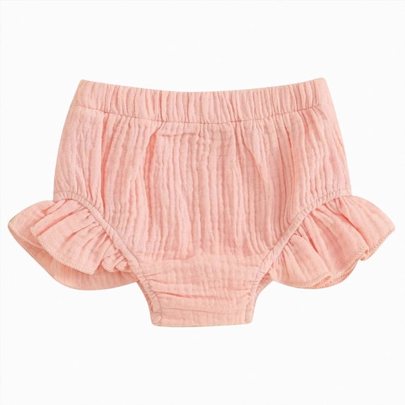 NIEWTR Girls Cotton Underwear Baby Girls Diaper Covers Ribbed Ruffle Solid Triangle Baby Girl Shorts Summer Toddler Underwear(A-Red,2-3 Years)
