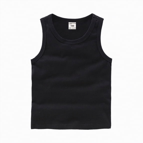 NIEWTR Girls Crew Neck Slim Tank Tops Soft Fabric Sleeveless Athletic Shirts Comfortable Light Tanks For Training(A-Black,4-5 Years)