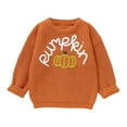 thumbnail image 1 of NIEWTR Girls' Ethnic Jacquard Sweater Winter New Children's Fashionable Round Neck Warm Knit Sweater Trend Halloween Sweater Long Sleeve Ghost/Pumpkin Cardigan Coat，9-10 Years，Orange, 1 of 6