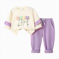 thumbnail image 1 of NIEWTR Girls Fall Winter Pajama Set 2T 3T 4T 5T 6T Long Sleeve Crewneck Pullover and Elastic Waist Pants 2Piece Cotton Sleepwear Children's Gift for Toddler Kids(A-Purple,12-18 Months), 1 of 6