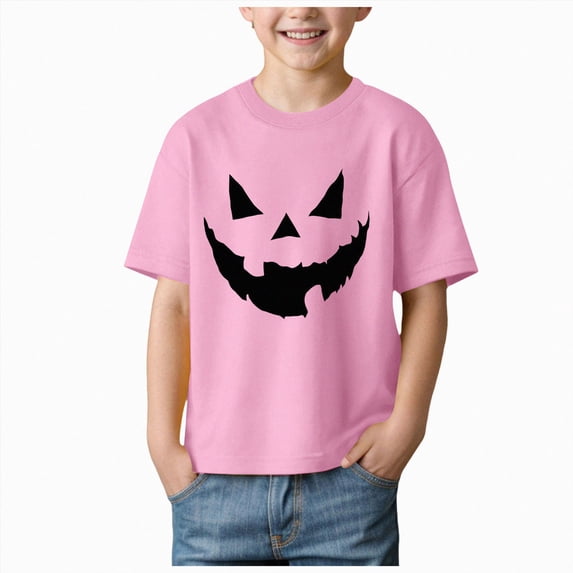 NIEWTR Girls Halloween Shirts Pumpkin Ghost Print Tshirt Kids Short Sleeve Tee Top Halloween Tshirt Girls 2t 3t 4t 5t(1-2 Years)