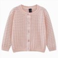 thumbnail image 1 of NIEWTR Girls Knit Cardigan Sweater with Floral Embroidery Button Front Long Sleeve Soft Lightweight Knitwear for Kids Toddlers 2T 3T 4T 5T 6T(A-Pink,3-4 Years), 1 of 5