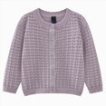 thumbnail image 1 of NIEWTR Girls Knit Cardigan Sweater with Floral Embroidery Button Front Long Sleeve Soft Lightweight Knitwear for Kids Toddlers 2T 3T 4T 5T 6T(A-Purple,9-12 Months), 1 of 5