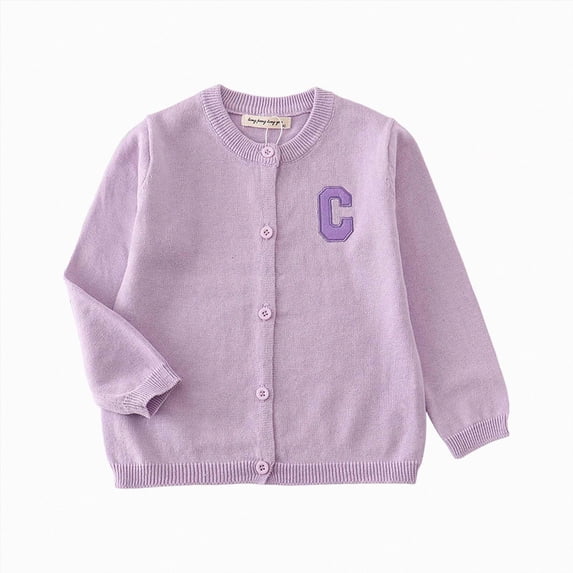 NIEWTR Girls Knit Cardigan Sweater Zip Long Sleeve 2t 3t 4t 5t 6t 7t Kids School Uniform Fall Jacket Fall Winter Clothes(A-Purple,7-8 Years)