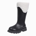 thumbnail image 1 of NIEWTR Girls Leather Riding Knee High Boots with Side Zipper Fashion Round Toe Comfortable Low Heel Lace Up Combat Boots Lug Sole Motorcycle Boots Little Kid/Big Kid(A-A,13.5), 1 of 7