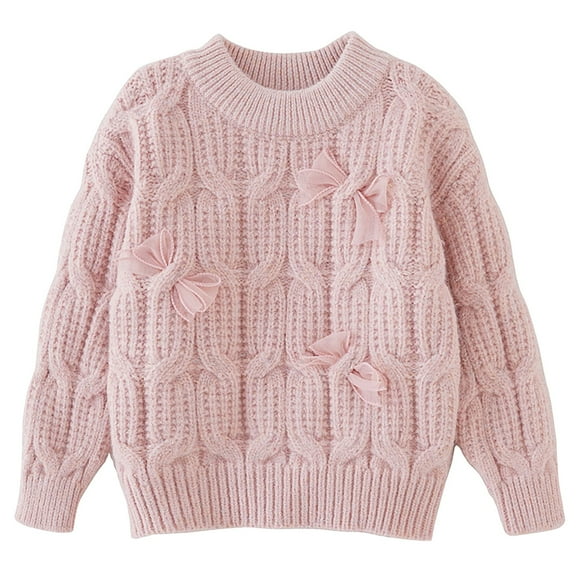 NIEWTR Girls' Little Love Embroidered Knitted Girls' Cardigan Sweater Pure Cotton Baby Sweater Autumn/Winter Girls' Baby Cardigan Coat Cardigan Sweater，1-2 Years，Pink