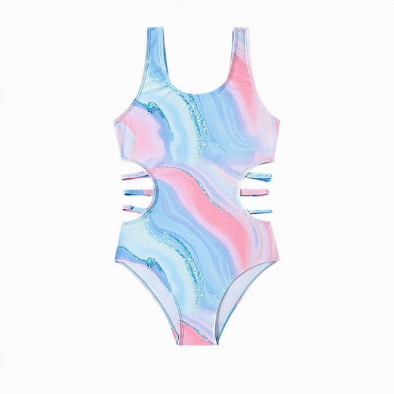 NIEWTR Girls' One Piece Swimsuit Rash Guard Long Torso Bathing Suit UPF 50 Plus Sun Protective Swimwear(Blue,13-14 Years)