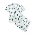 thumbnail image 1 of NIEWTR Girls Pajama Set Short Sleeve Button Down Silky Satin Girls PJS Kids Sleepwear Summer Nightwear Set(Green,11-12 Years), 1 of 7