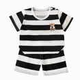 thumbnail image 1 of NIEWTR Girls Pajamas 2-Piece Summer Soft Cotton Short Sleeve Tee and Shorts Toddler Sleepwear Snug Fit PJs for Kids Size 2-7 Years(A-Black,6-9 Months), 1 of 4